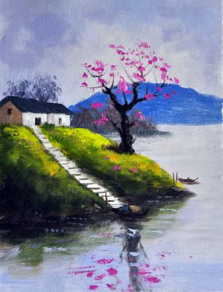 «Домик у озера» картина 30х40 арт.3П019