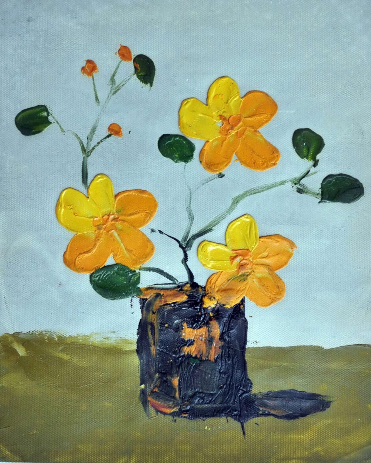 «Желтые цветы в вазе» картина 20х25 арт.2Е50