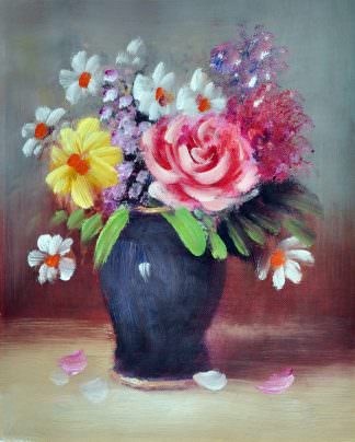 «Букет с розой» картина 20х25 арт.2Е67