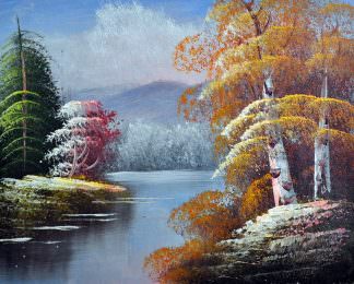 «Лесное озеро» картина 20х25 арт.2Е96