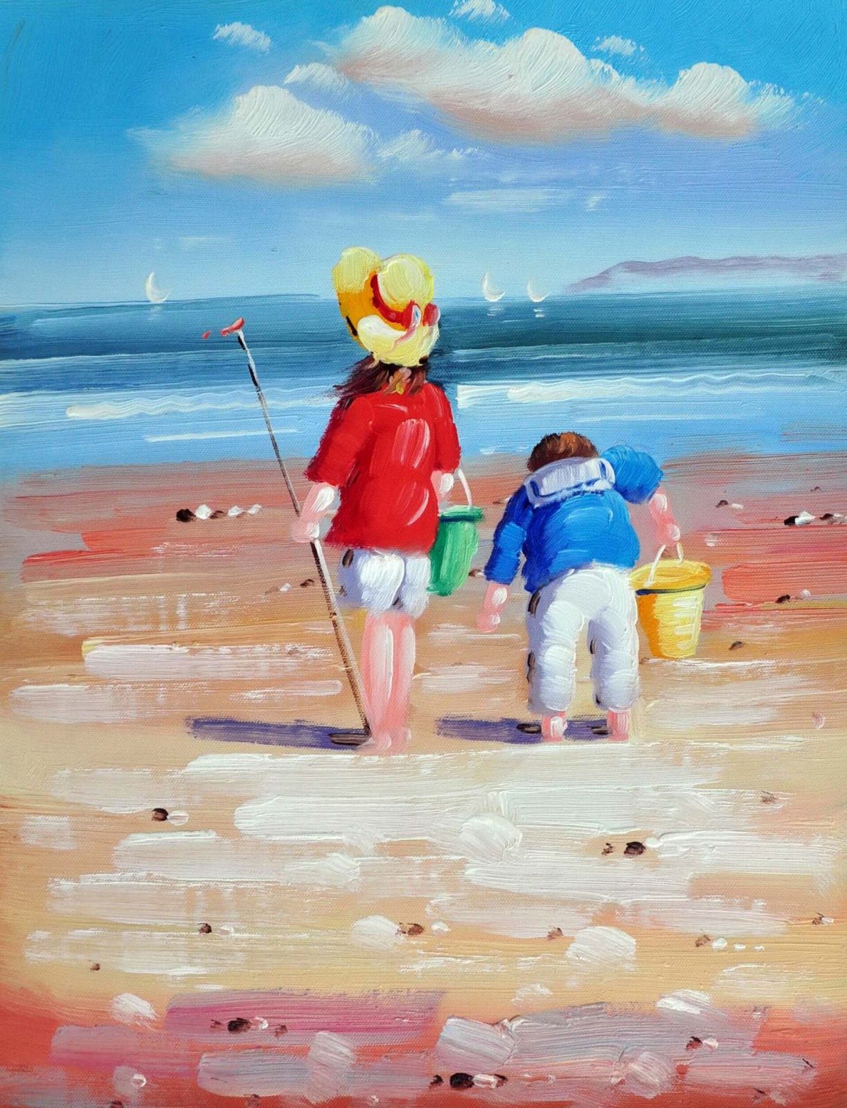 «Дети на пляже» картина 30х40 арт.3Р040