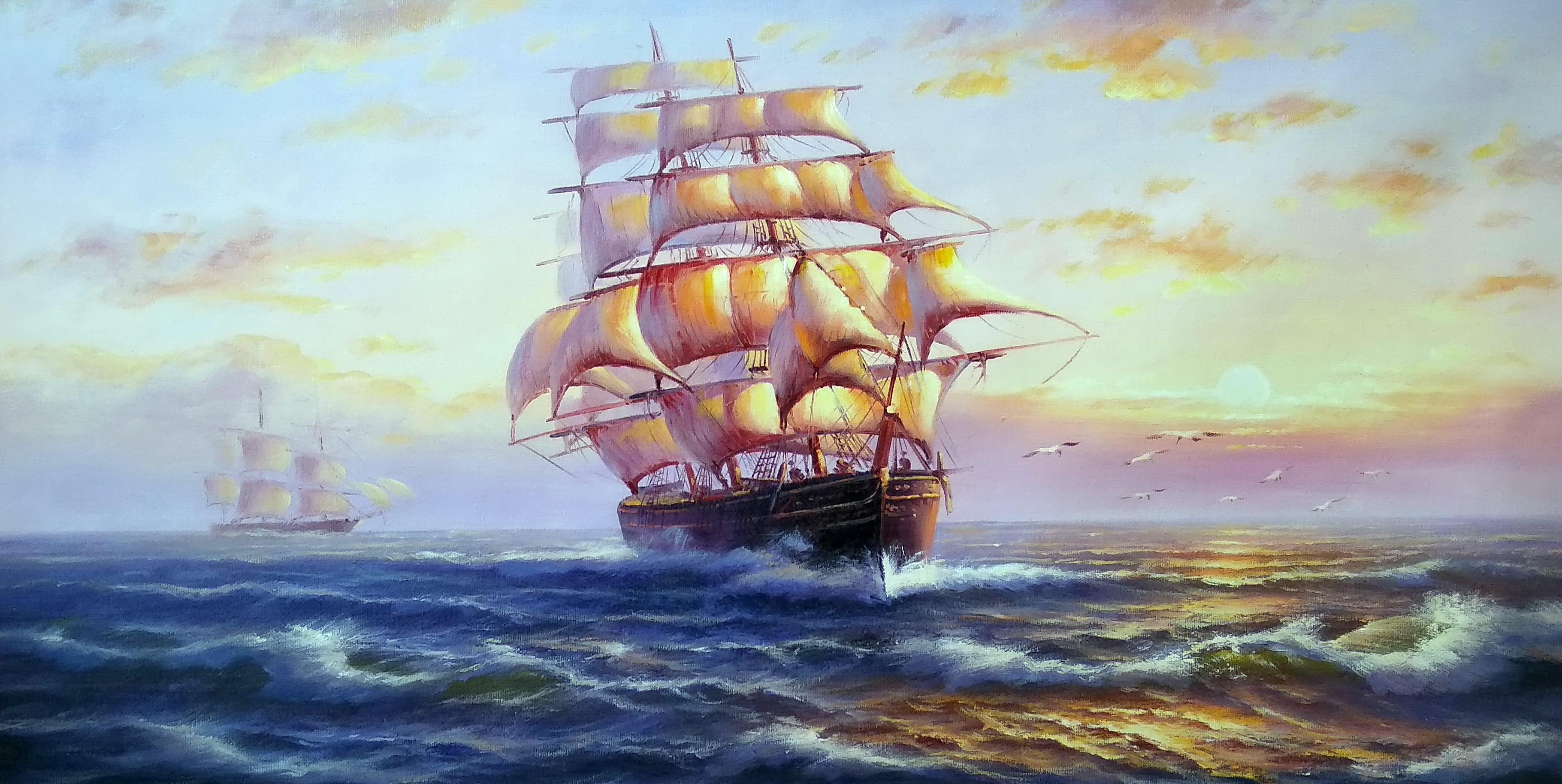 «На всех парусах» Картина 60х120 арт. Б015