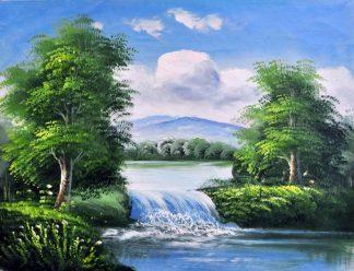 «Пейзаж с водопадом» картина 30х40 3п010