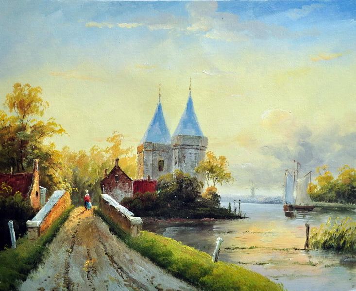 «Пейзаж с мостом» картина 50х60 5п180