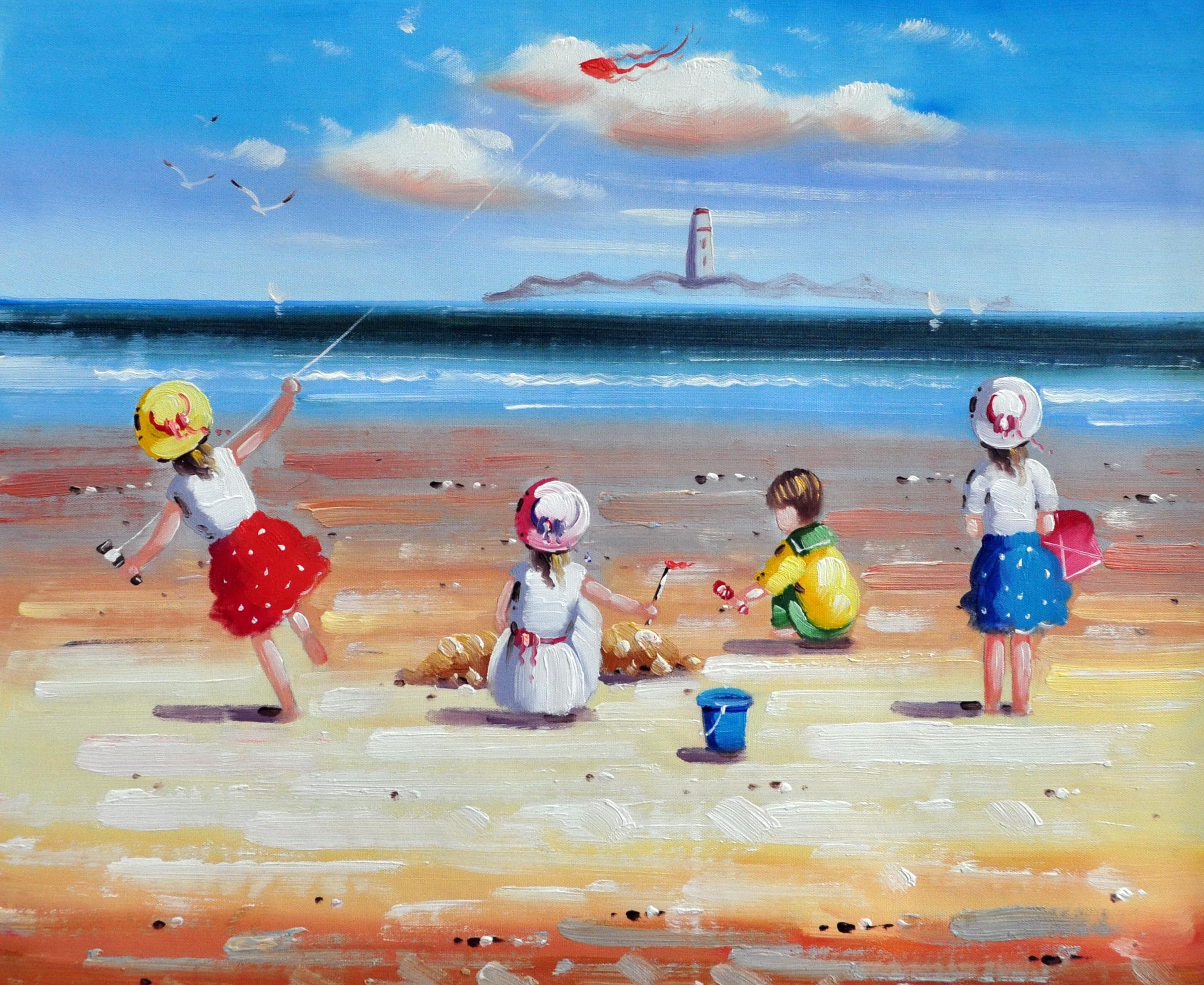 «Дети на пляже» картина 50х60 5р193
