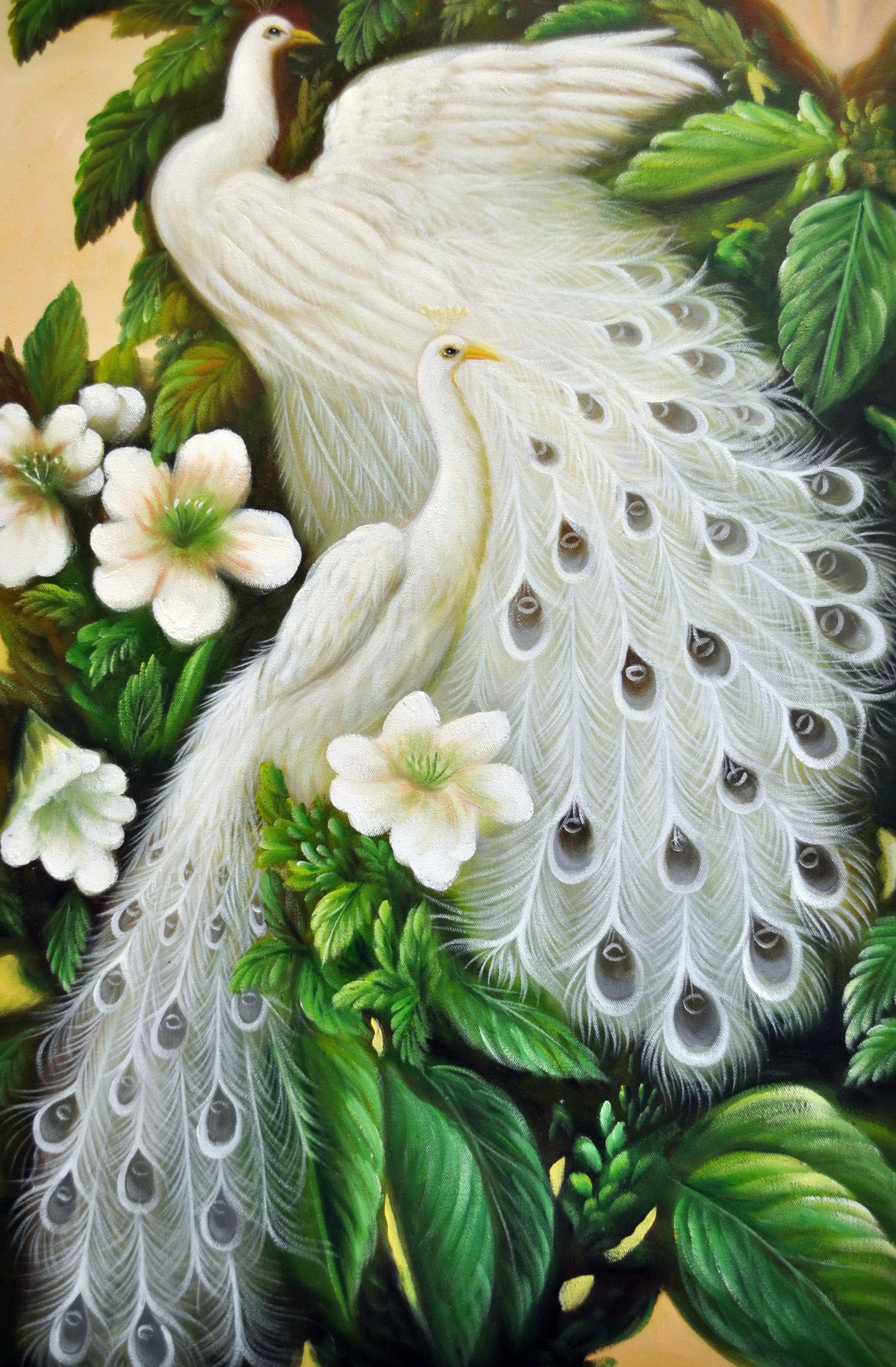 «Белые павлины» картина 60х90 9а020
