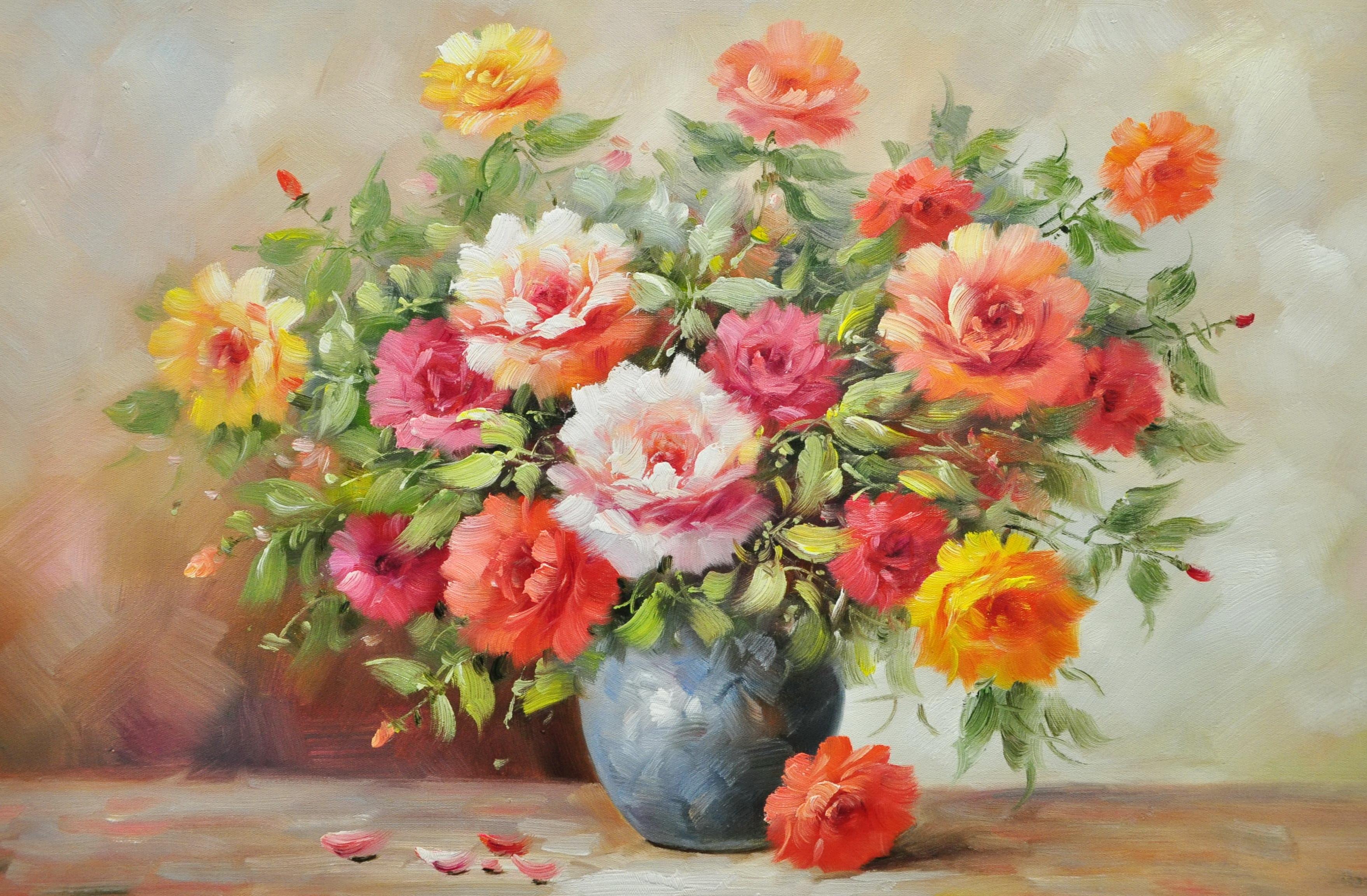 «Розы в вазе» картина 60х90 9ц044
