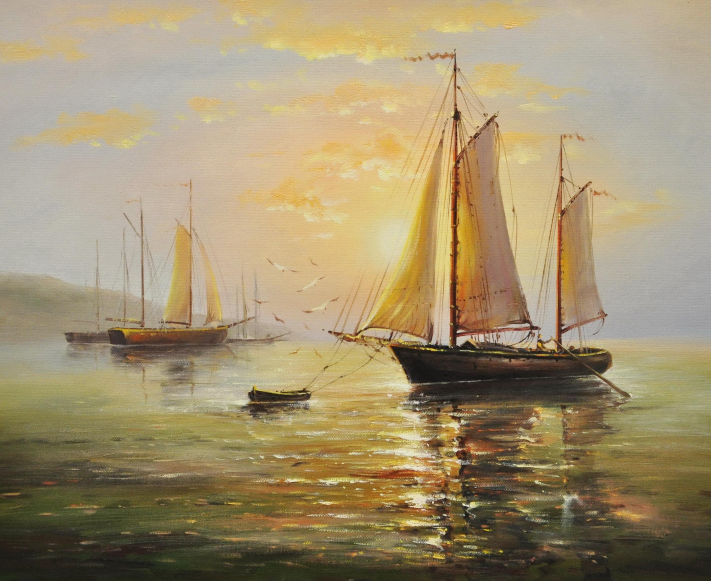 «Лодки в гавани» картина 50х60 5к074