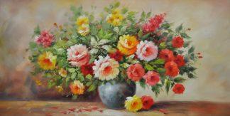 «Розы в вазе» картина 60х120 б072