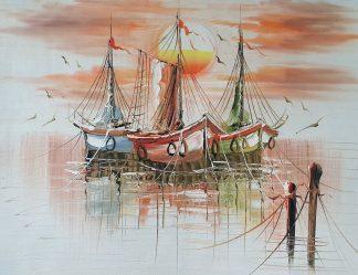 Картина 30х40 «Лодки в гавани» 3к036
