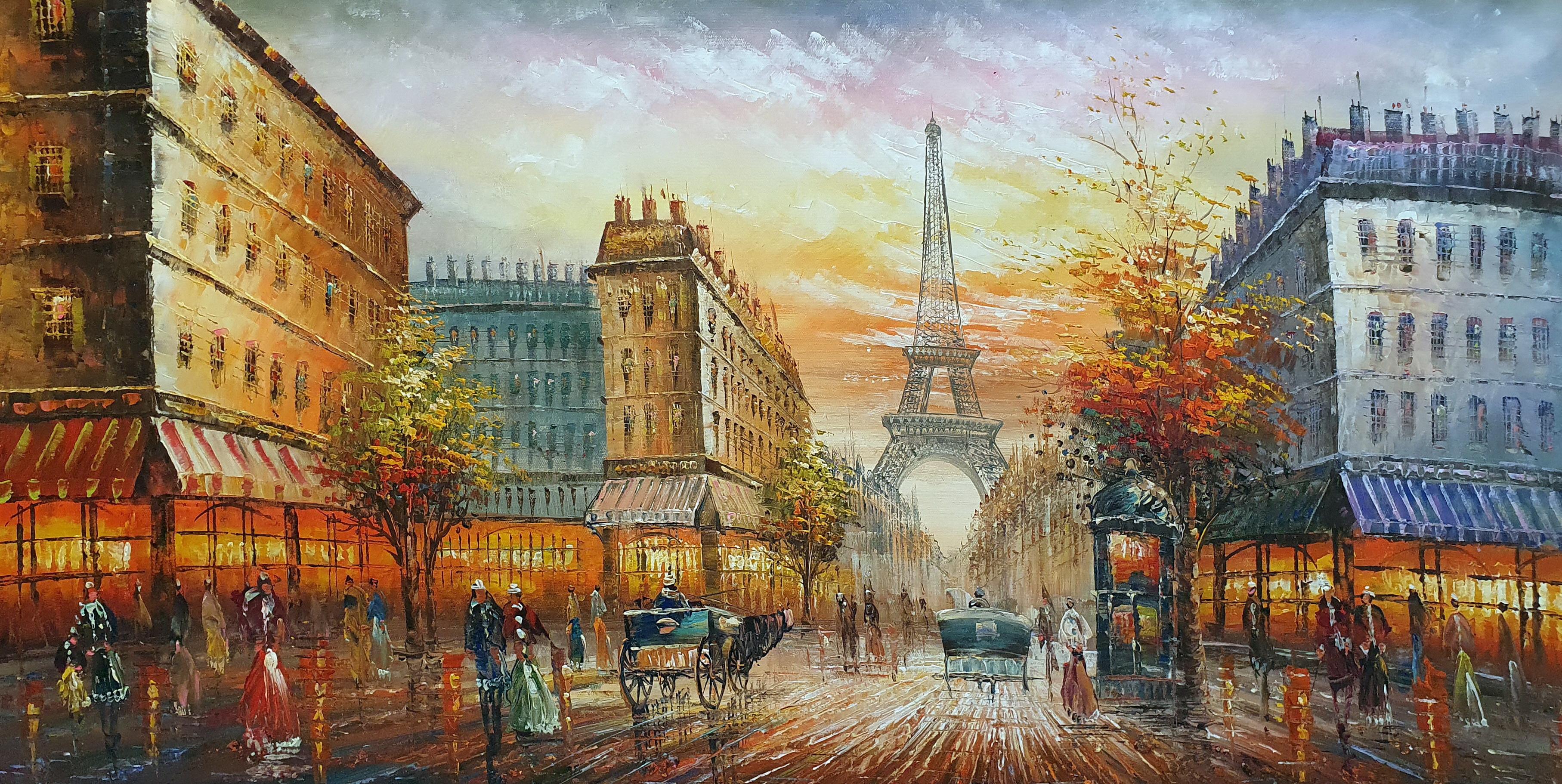 Картина 60х120 «Виды Парижа» б099