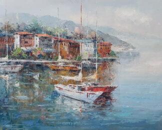 Картина 50х60 «Яхты в гавани» 5с106