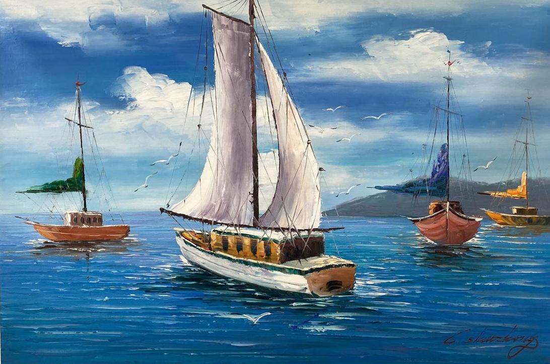 Картина 60х90 «Яхты» 9к064