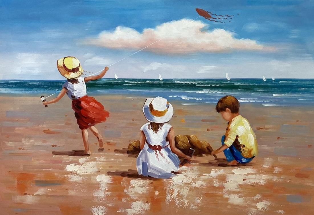 Картина 60х90 «Дети на пляже» 9р036