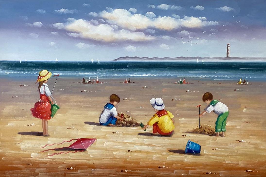 Картина 60х90 «Дети на пляже» 9р037