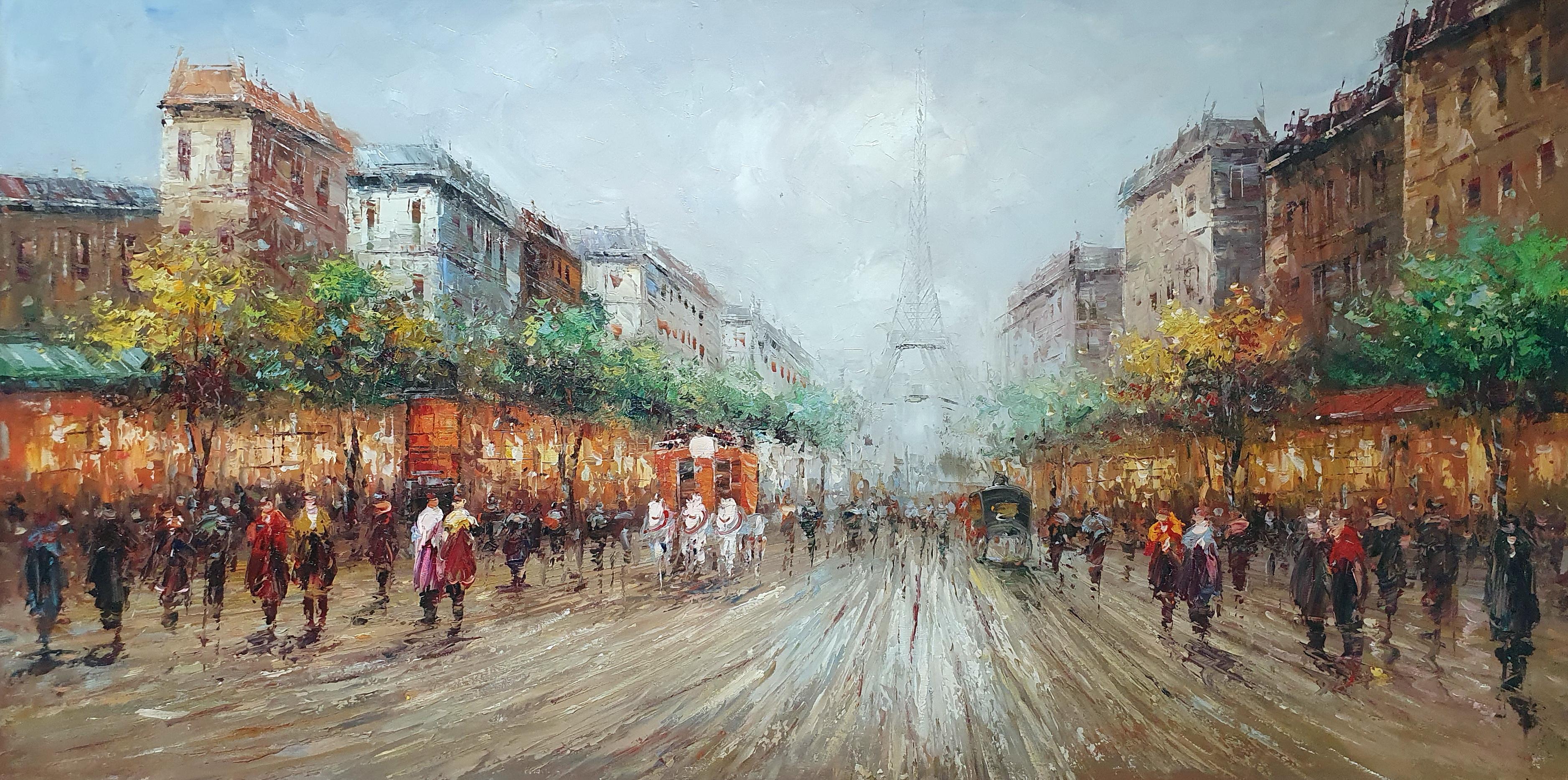Картина 120х60 «Прогулки по Парижу» б120